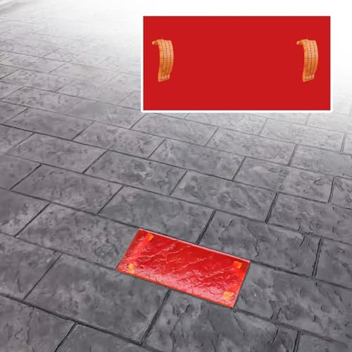Oracra Beton Stempel Matten Betonformen Texturierungsmatten mit Griff, Outdoor -Steinfliesen Dekorative Polyurethanmatte, Flexible Böden Zementdruckform Zum Erstellen von Muster