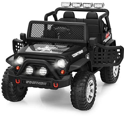 COSTWAY 12V Auto Elettrica per Bambini, Macchina per Bambini con Telecomando, 3 Velocità, con Luci Musica MP3 e Radio, Veicolo Elettrico per Bambini 3+ Anni (Nero)