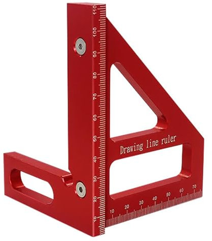 GIONAR 3D Multi-angle Measuring Ruler, 45°/90° Multi Angle Triangle Ruler, Aluminum Alloy Angle Measurement Tool,Carpentry Tools, for Carpentry Decoration Line Drawing(Red)