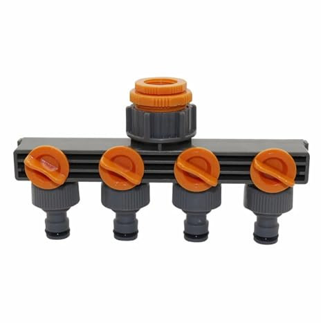 zlj6688 Divisor de manguera de 4 vías con rosca hembra de 1 a 3/4 a 1/2 for riego de jardines, césped, agricultura, villas, riego industrial, 1 pieza