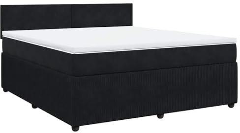 vidaXL Boxspringbett mit Matratze Schwarz 180x200 cm Samt