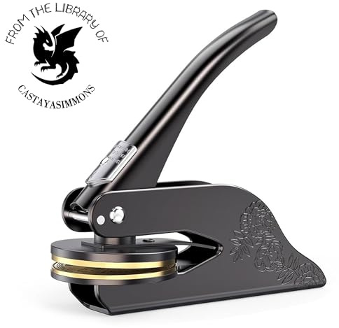 FolHaoth Personalisierter Prägestempel Personalisiert Book embosser Prägestempel mit Eigenem Logo Design Personalisierte Prägezange für Papier Buchstempel für Bibliothek Hochzeitseinladung Notarsiegel