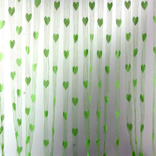 LHSJYG Fadenvorhang Herz Dekor Vorhänge Vorhänge Fenster Wohnzimmer Vorhang Teiler String Home Dekorationen Vorhang String Quaste Tür(Green)