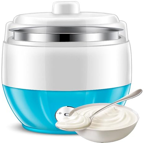 Yogurtiera, Macchina per la Fermentazione dello Yogurt Multifunzione Completamente Automatica da 1 Litro, Rivestimento Compatto in Acciaio Inossidabile da 15 W per Yogurt e Formaggi