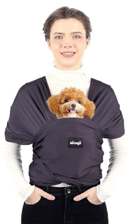 NATUYA Hundetragetasche, leichte freihändige Welpen-Tragetasche, Anti-Angst-Katzenschlinge, größenverstellbar, Premium-Hundetragetasche, Sling Warp (Drak Grey)