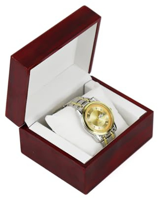 Energather Watch Box, Holz-Uhrenboxen Uhrenaufbewahrung, Uhrenbox Herren mit Kissen, Quadratische Uhren Box Uhrenbox Damen mit Klappverschluss für Luxus-Uhren, Smartwatches und Armbanduhren (rot)