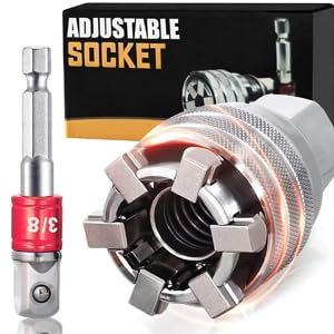 KEWAYO Clé à douille réglable universelle, Super boussole adaptée à la norme 10-19 mm, métrique 3/8-3/4'' cliquet clé à cliquet pour cadeaux d'outils pour hommes