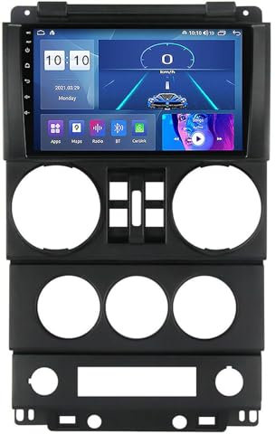 Genérico Android 12 Radio estéreo para automóvil para J-Eep Wrangler JK Rubicon 2007-2010 Navegación GPS por satélite Pantalla táctil de 9 '' Reproductor GPS Multimedia DVD Receptor FM con 4G 5G WiFi
