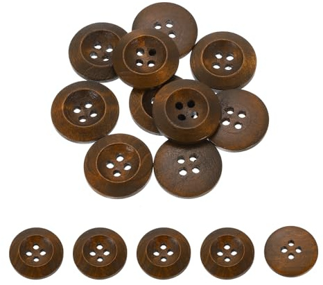 QUARKZMAN 100 stycken träknappar, 20 mm (13/16) 4-håls runda träknapp för sömnad hantverk för sömnad DIY hantverk kläder, kaffe
