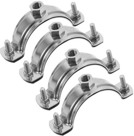 UPKOCH 4pcs Stainless Steel Pipe Clamp Set, Leak-Proof Hose Clip for Water Lines, Stable Connection, Easy to Use, Suitable for Tubing Sizes, Silver