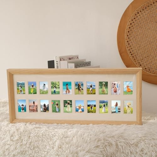 AMDXD Bilderrahmen, Tischplatte & Wand Picture Frame Horizontal, Rechteck Posterrahmen Holz Holzbilderrahmen, Holz, Fotogröße 3.5x5.3 cmx 10 Fotos