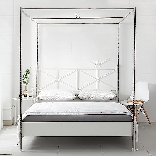Canopy Bed e Post Queen Size Stainless Steel Bed Canopy e Poles Four Corner Bed Bracket Fit for Bed Bedroom Decoration(30Mm Twin)