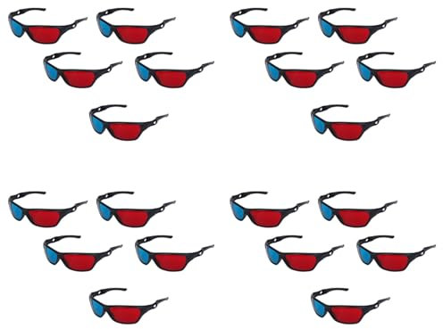 Xnuiasqe Lot de 20 lunettes de vision 3D anglyphes rouges et bleues pour télévision, film, DVD