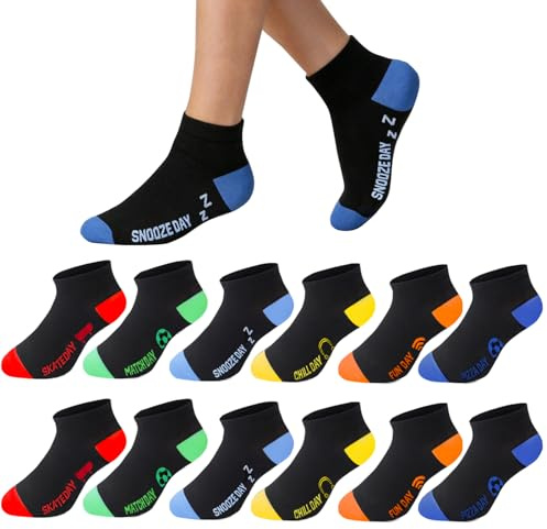 L&K-II L&K barnstrumpor pojkar ankelstrumpor sneakerstrumpor sportstrumpor löpstrumpor fritidsstrumpor strumpor 12-pack bomull 2894, 12-2893, 35-38