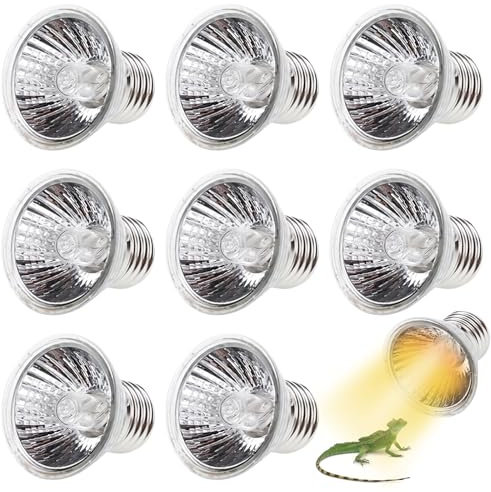 LEKEFETO 8 Stück UVA UVB Lampe Terrarium 75 Watt, Reptilien Terrarium Wärmelampe, UVA UVB Lampe Terrarium E27, Reptilien Wärmelampe, für Schildkröte, Eidechse, Aquarium, Tierlebensraum