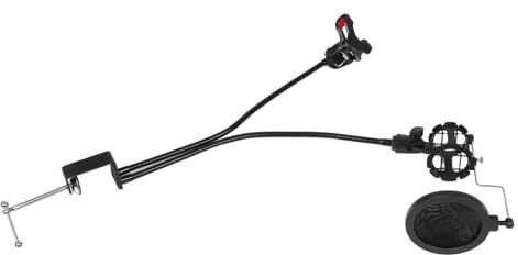 GALPADA Mikrofonständer mit Flexiblen Schwanenhalsarmen Multifunktionsstand für Handy und Mikrofon Popschutz und Stabiler Tischklemme für Live Streams und Videoaufnahmen