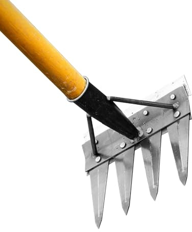 Rastrello per Diserbo - Manico Doppio per Estirpazione Manuale | Rastrello Diserbante Multifunzione Smontabile Manuale e per Giardino Cortile e Fattoria