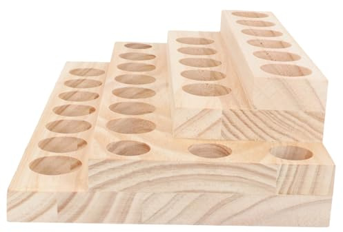 LOLIPPYY Essential Oil Wood Rack Display Box with Slots Pine Wood Storage Organizer for Aromatherapy Bottles Nail Polish and Cosmetic Use Smooth Polished Desktop Holder for Home and Salon