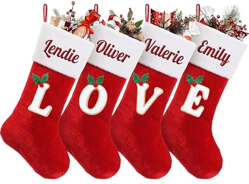 Weihnachtsstrumpf Personalisiert Nikolausstrumpf mit Buchstaben&Namen 46cm
