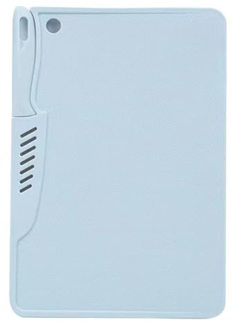 Planche à découper de voyage avec couteau, planche à découper 2 en 1 en plastique avec couteau intégré et trous de passoire, portable pour le camping, la cuisine, bleu foncé