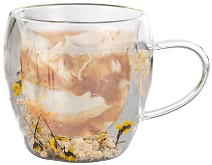 Klar mjölkkaffekopp: dubbelväggig mugg, Transparent Taża med handtag