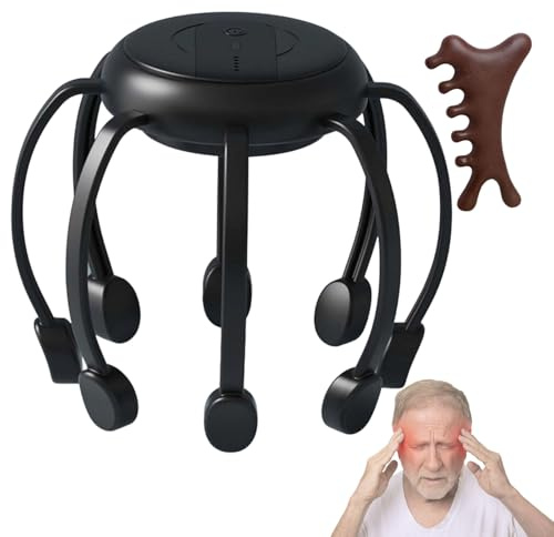 2026 Neueste Modelle Intelligentes Massagegerät Für Den Kopf In Form Eines Oktopus, Kopfmassagegerät Elektrisch 360°, 4 Modi, 8 Vibrierenden Kontakten, Entspannung, Druck- Und Stressabbau (Schwarz)