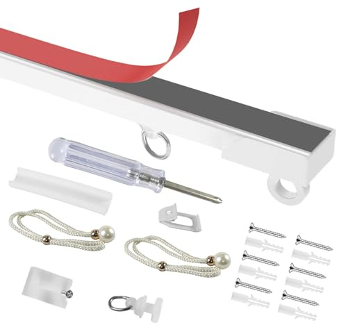 Tyafzzn 6x40cm(2.4m) Vorhangschiene Deckenmontage Set, Deckenschiene ohne Bohren, Gardinenstange Selbstklebend für Fenster, Schlafzimmer, Duschen, Schränke und Wohnmobile