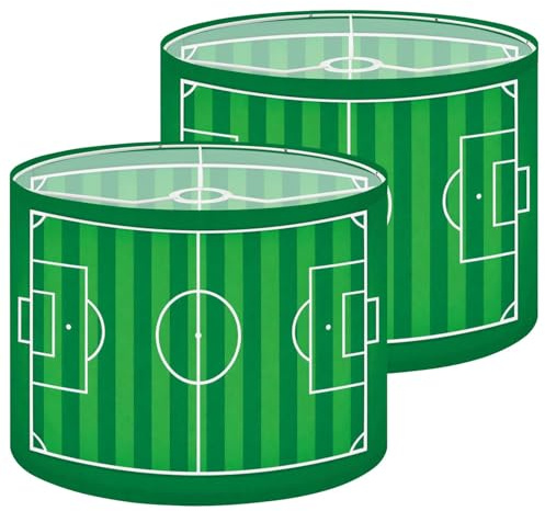 Lamp Shades Set of 2 Soccer Field Top View Green Stripes White Boundary Lines Drum Lampshades for Table Lamps Floor Lamps Pendant Light 13x13x10 Replacement Lamp Shade Easy Assembly