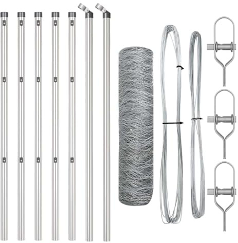 Yisssmeng Clôture de jardin 10 x 0,4 m - En acier argenté - 50 mm - Design moderne - Éléments de clôture robustes pour jardin, terrasse, clôture pour chien - Clôture d'extérieur