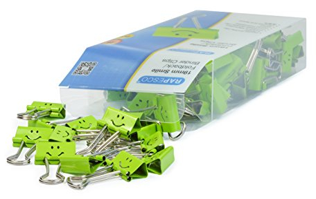 Rapesco 1423 19mm Lächeln Foldback Klammern, Grün, 80 Stück