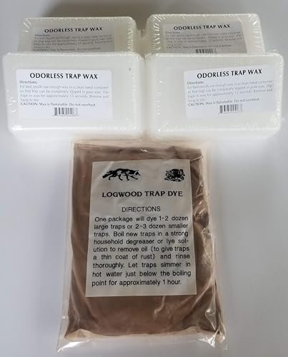 H2 Tackle & Outdoors Trap Dye and Wax Bundle, 4 lb White Wax, 1 lb Logwood Dye