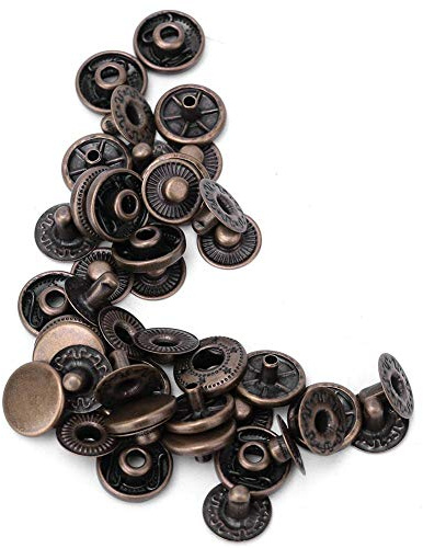50 Bottoni Automatici Metallo 15mm Bronzo Ottone, Bottoni a Pressione Rotondi per Cucito, Chiusura Scatto per Abbigliamento Giacche Jeans Porta Borsa Cinture Zaini Portafogli Fai Da Te