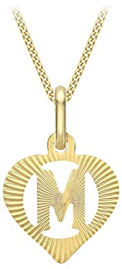 CARISSIMA Damen Halskette 9 Karat (375) Gelbgold Diamantschliff Initiale Herz Anhänger an Panzerkette 46 cm