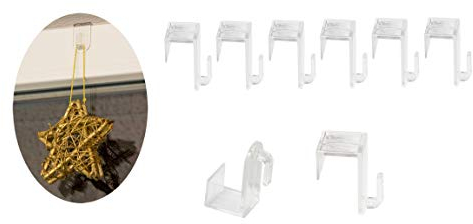 BigDean 8er Set Fenster- und Türhaken - Aus transparentem Kunststoff - Unauffällig & Effizient - Für ein Fensterfalz von max. 1,7 cm - Ideal für Lichterketten, Dekoanhänger & Weihnachts-Deko -