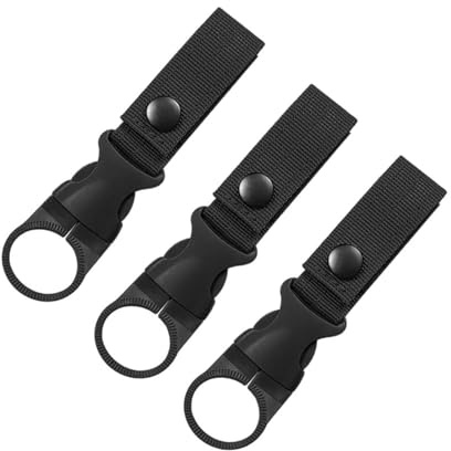 BAIGIO 3 Stücke Wasserflasche Schnalle Flaschenhalter Clips Outdoor Trinkflaschen Haken für Camping Wandern (Schwarz)
