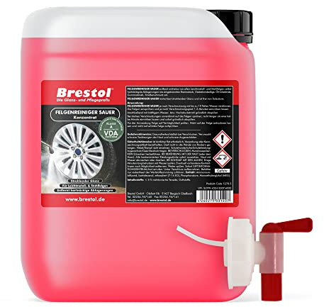 Brestol Felgenreiniger Konzentrat 25 Liter sauer + Auslaufhahn 61 mm - für Alufelgen Stahlfelgen Autofelgen LKW-Felgen Leichtmetallfelgen ergibt bis zu 250 Liter gebrauchsfertigen Felgenreiniger