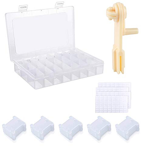 Zasiene Stickgarn Aufbewahrung 106 Stück Stickgarn Karten Kreuzstich Garnkarten aus Kunststoff Box mit 36 Fächern mit Leere Aufkleber für Basteln Nähen Aufbewahrung Zubehör