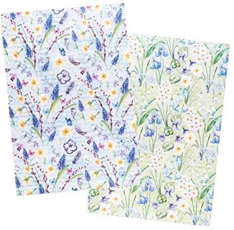 Ideen mit Herz 2 ark rispapper | Ädelt decoupage-papper | DIN A4 | 2 olika mönster | vintage, jul och mycket mer (blommor 19)