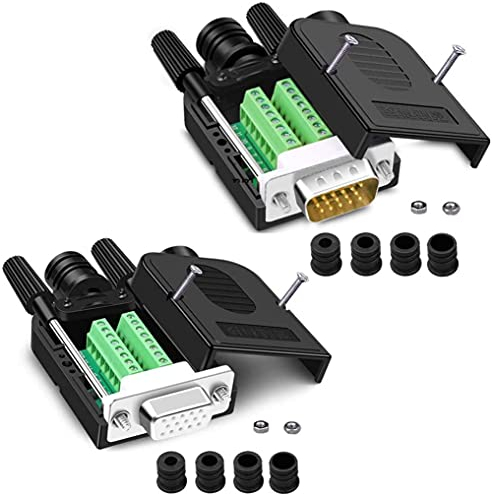 PENGLIN Lötfreier VGA Schnellanschluss 16 mm dünner 3 + 9 DB15 3Row Serial Plug an 15-polige Anschlussklemme Adapter Breakout Board Kompatibel mit VGA 3 + 7/3 + 6/3 + 6/3 + 4/3 + 2 (Stecker+Buchse)