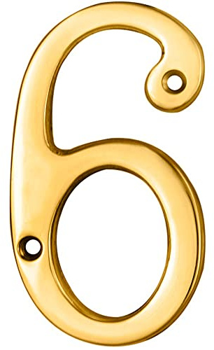 Stainless Brass Door Number 6/9-75mm Height - 4mm Depth - House Numeral Plaque | Front Door House Numbers - Decorative External Door Letters - Numeral & Letter Plaques