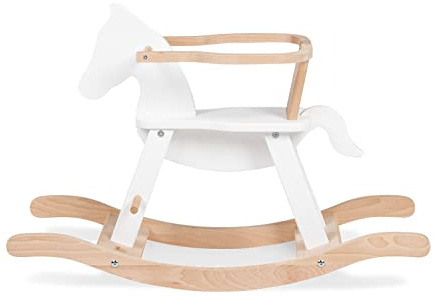 PINOLINO Caballo Balancín para Bebé, de madera maciza, aro desmontable, kit de conversión incluido, para niños a partir de 9 meses, blanco/naturaleza