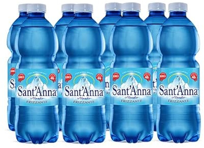 Eau Sant’Anna, Bouteilles d’Eau Pétillante 0,5 Litre, Eau Pétillante Oligominérale en Bouteilles en Plastique 100% Recyclable, Paquet de 24 Bouteilles de 0,5 L