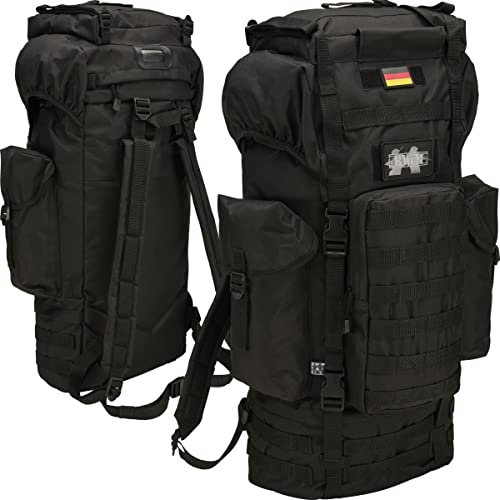 BWuM Bundeswehr kampryggsäck Molle 65L + patch & flagga, svart