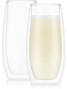 Bodum Skal Champagne Glass, Double Wall, High-Heat Borosilicate Glass, Set of 2