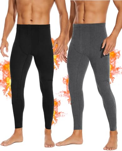 SIMIYA Lange Unterhosen Herren, Extra Warm Thermounterhose Gefütterte Unterhosen Männer Lang, Thermo Leggings Thermoleggings Winter(Schwarz x Grau,XL)