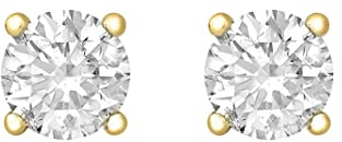 Amazon Essentials Orecchini a Bottone in Argento Sterling Placcato in Oro con Zirconia Cubica da 5 mm