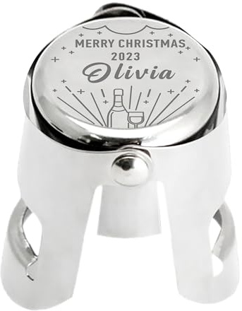 Personalised Wine Bottle Stoppers Christmas Birthday Wedding Engraved Champagne Stoppers Gifts with Any Name & Year Custom Prosecco Moscato Sparkling Bottle Stopper for Women Men Friend(Design 2)