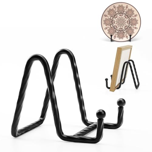 YCLYC Picture Stands for Display 3 Pack 3 Inch Plate Stands for Display - Black Metal Decorative Plate Stand, Plate Holder Display Stand, Picture Frame Stand, Plate Display Stands for Picture Stand