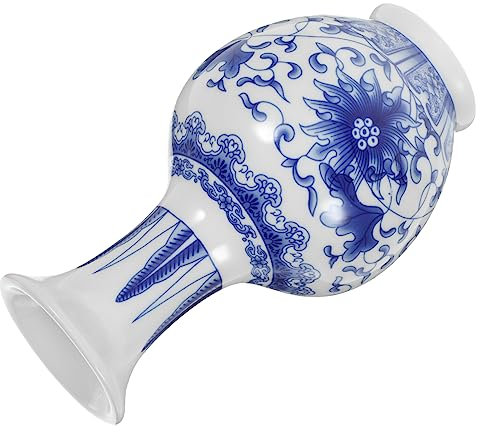 Dekorative Keramikvase im Blau Weiß Stil für Blumenarrangements