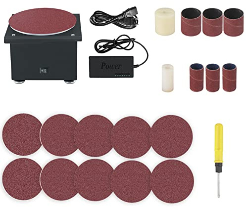 HUIOP Mini levigatrice a disco e rullo abrasivo smerigliatrice elettrica a 7 velocità variabili 10 dischi leviganti 6 strisce di levigatura fai da te Benchtop levigatura levigatrice per legno meta